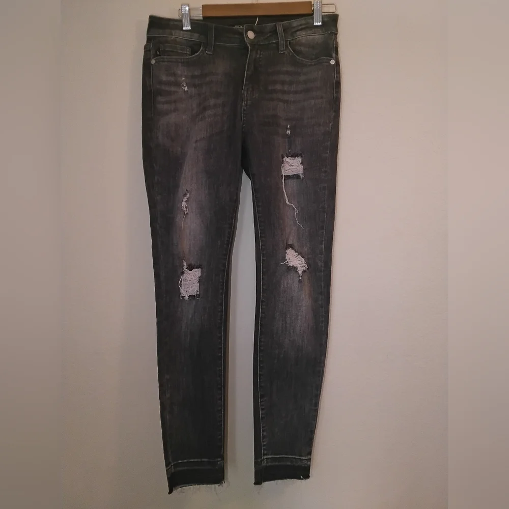 Judy Blue Womens Jeans Size 9/29 Black Distressed‎ Skinny Grunge Style Denim